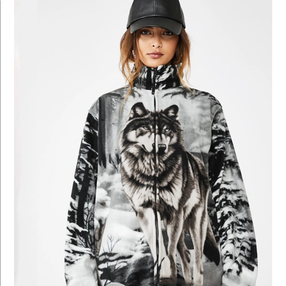 Wild Kind Full-Zip Fleece Animal Sweatshirt - Gray Wolf